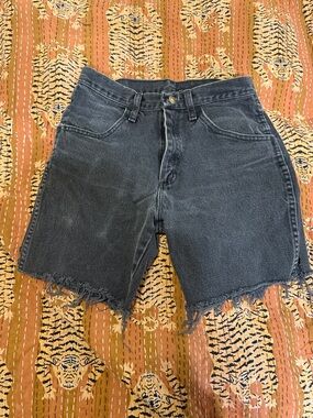 Washed Black High-Rise Denim Shorts - rustler